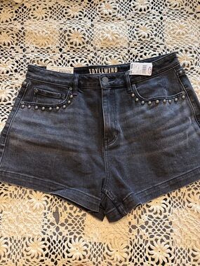 Idyllwind Black Studded High-Rise Denim Shorts